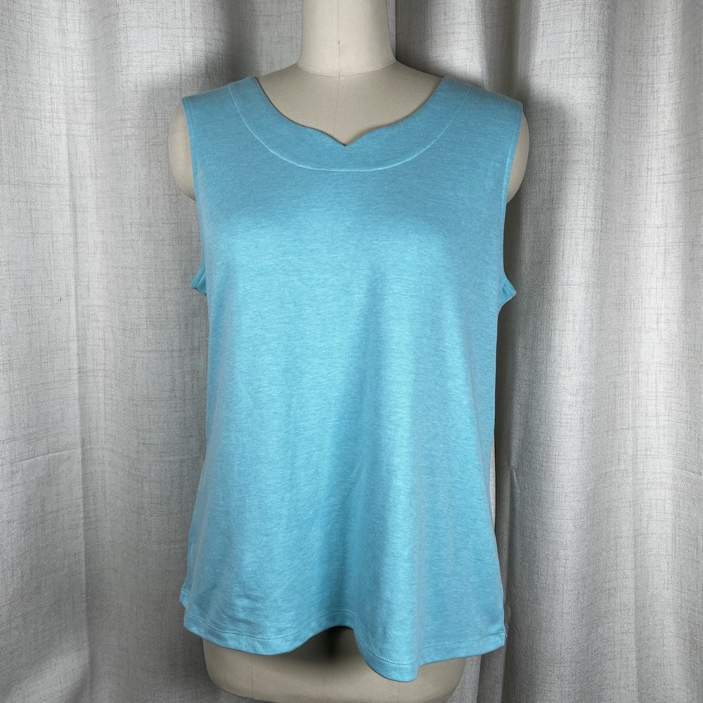 NEW! Kim Rogers Women's Large Core Tank Top Turbo Turquoise Blue Sleeveless Soft